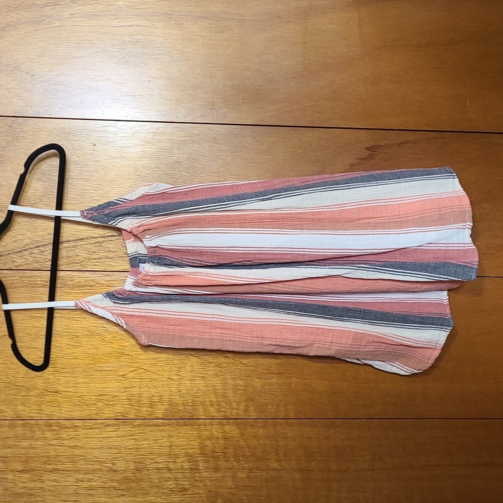 Gilligan & O'Malley Striped Mini Sundress in Coral, White & Gray